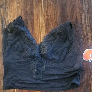 CIDER Black Lace Trim Bralette Crop Top SZ S Like New Cond
